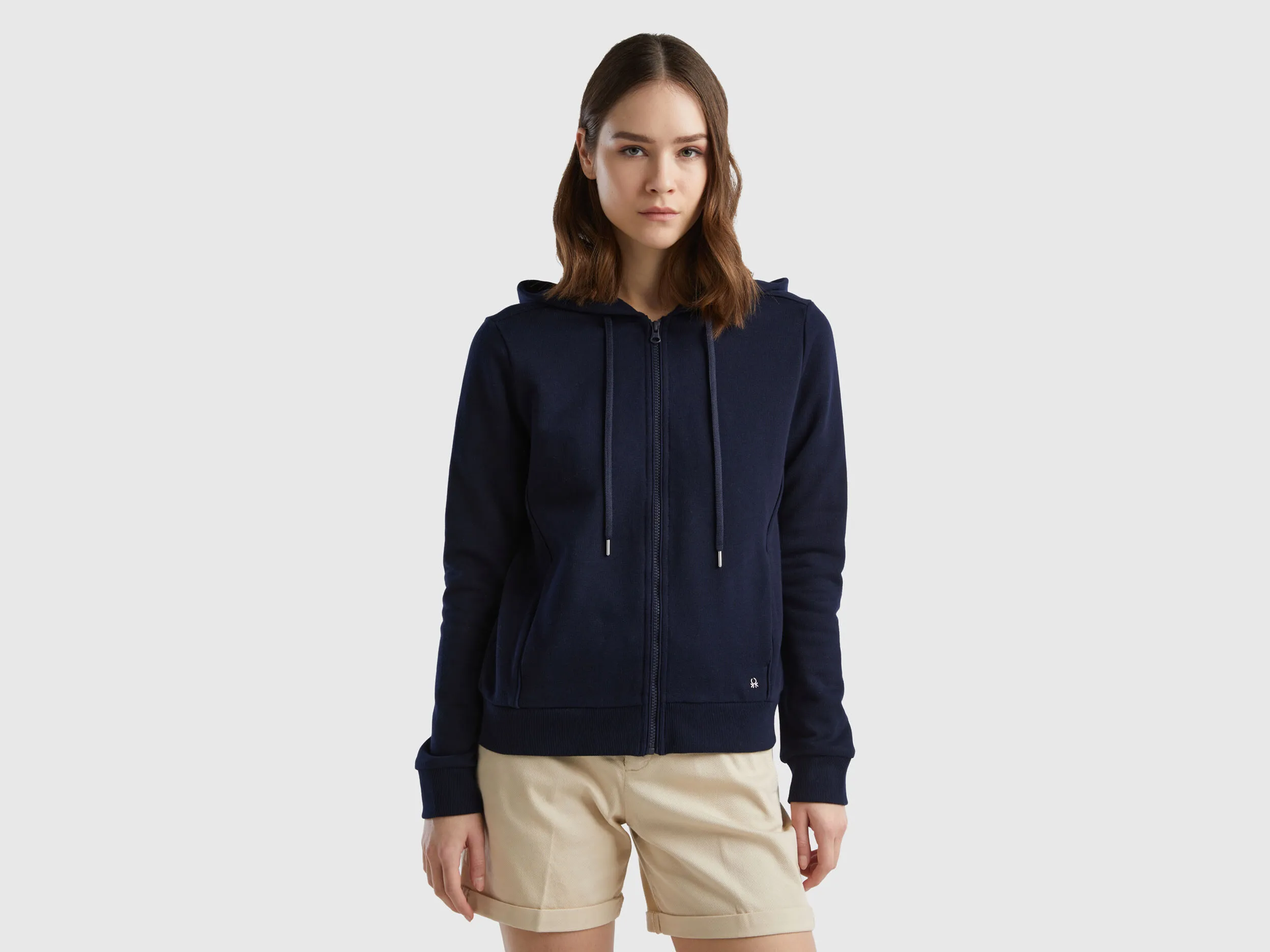 Sudadera de 100 % algodón con cremallera y capucha