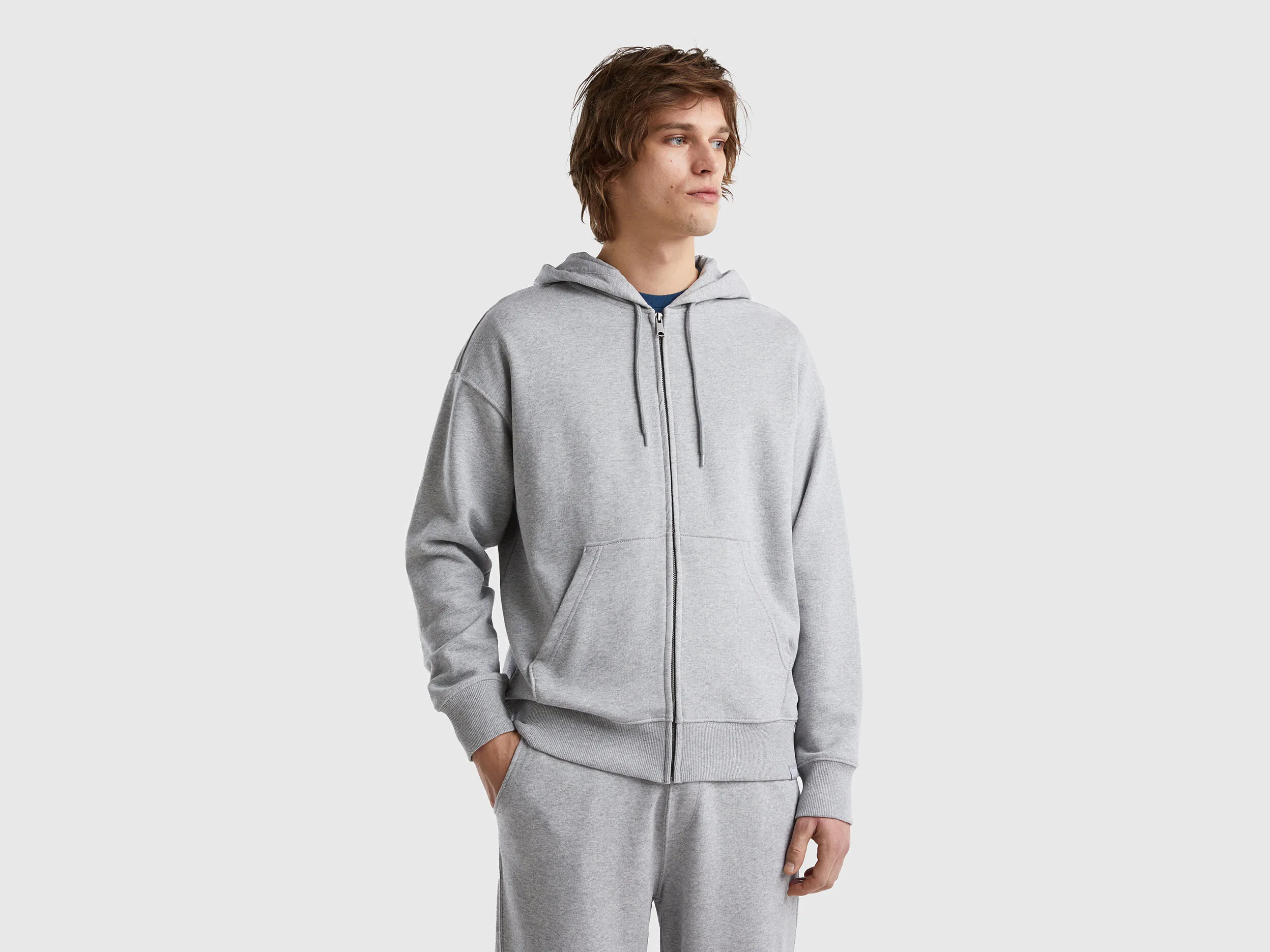 Sudadera de algodón con cremallera y capucha