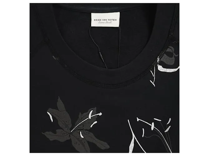 Sudadera estampada Dries Van Noten en algodón negro 