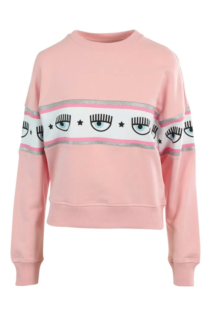 Sudadera rosa con logo ojo en cinta