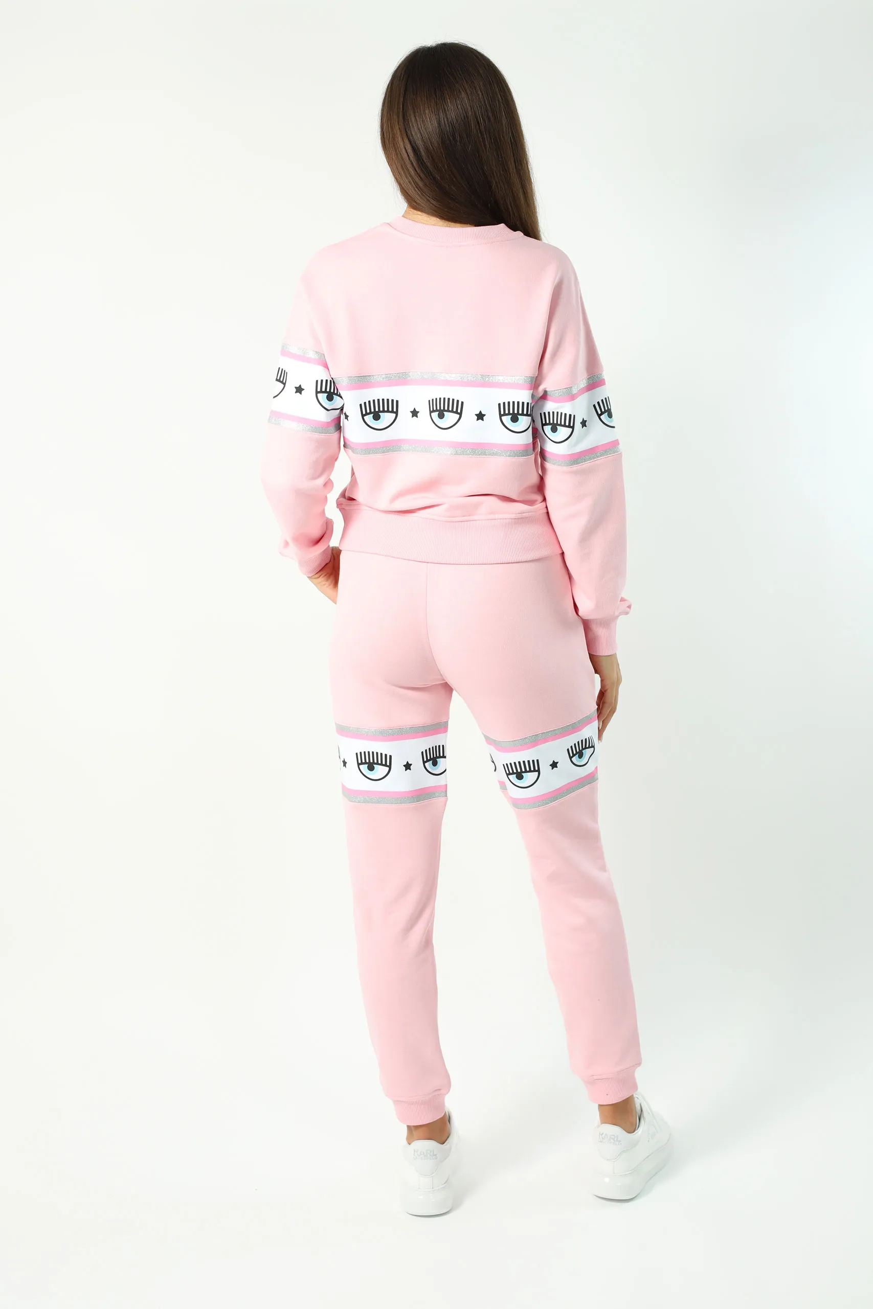 Sudadera rosa con logo ojo en cinta