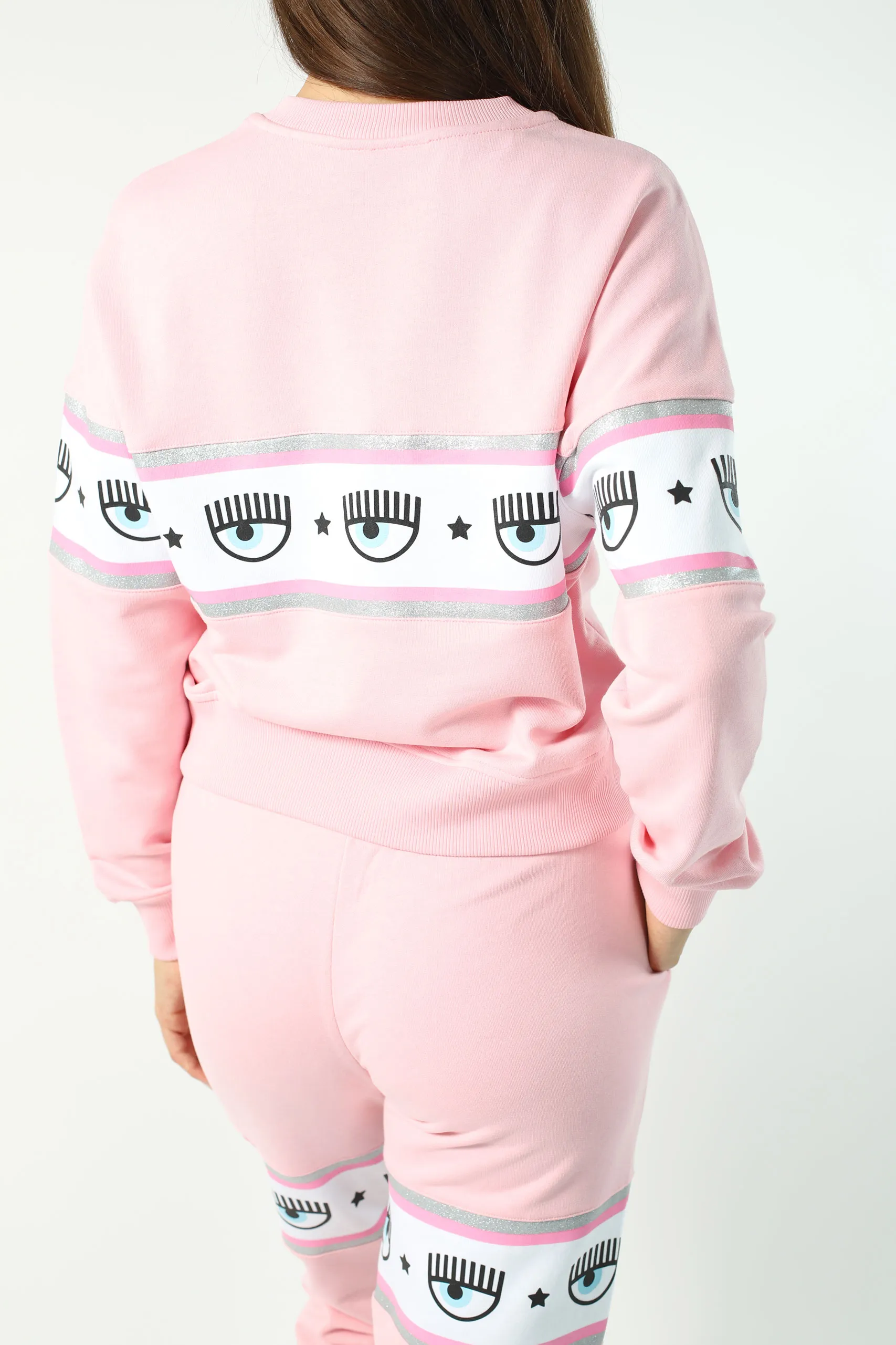 Sudadera rosa con logo ojo en cinta