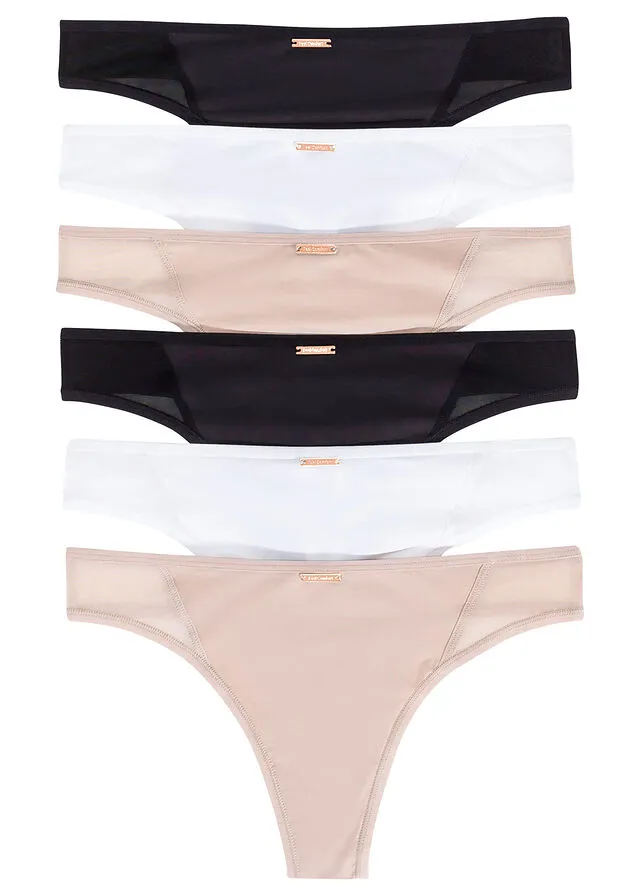 Tanga de microfibra de la serie Feel Comfort (6 unidades) Blanco/beige mate/negro