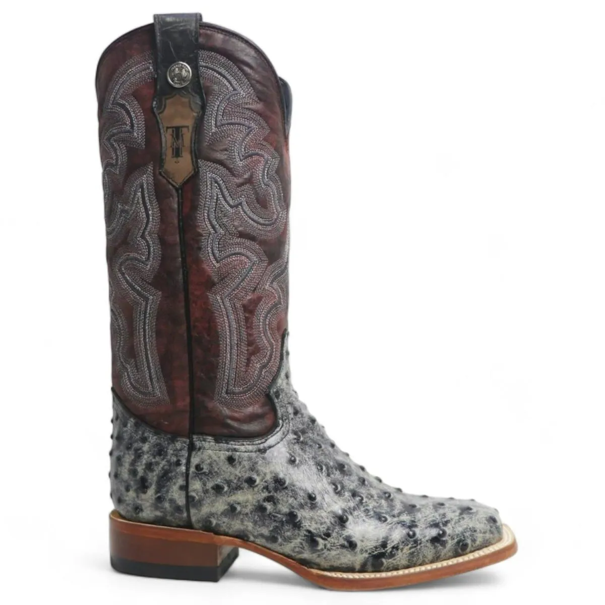 Tanner Mark Women's 'Rita Ballou' Ostrich Print Square Toe Boots Black