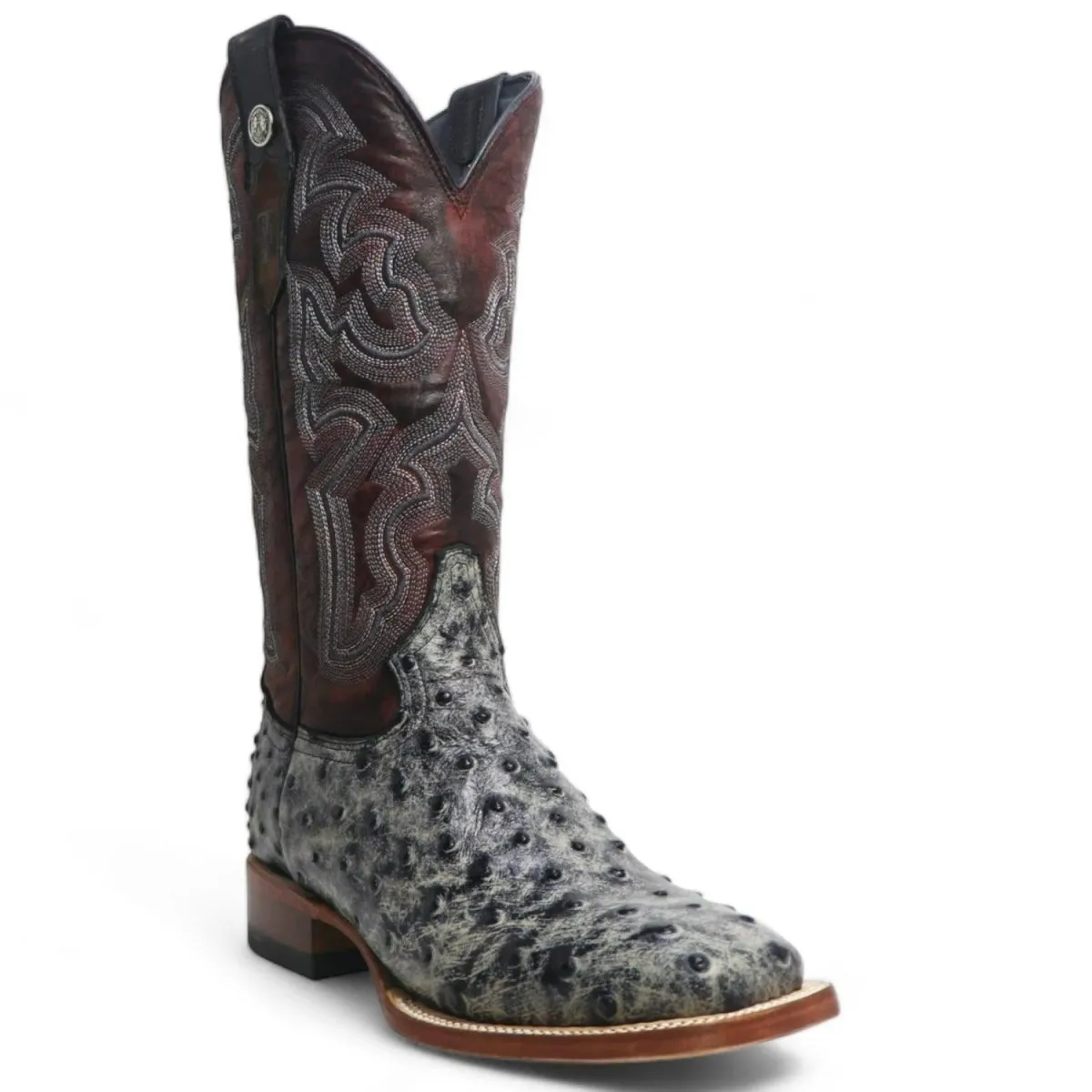 Tanner Mark Women's 'Rita Ballou' Ostrich Print Square Toe Boots Black