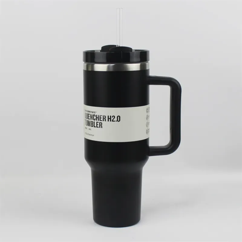 Tazas de 40 oz con tapa de mango de silicona y paja Tazas de automóvil de segunda generación Botellas de agua aisladas