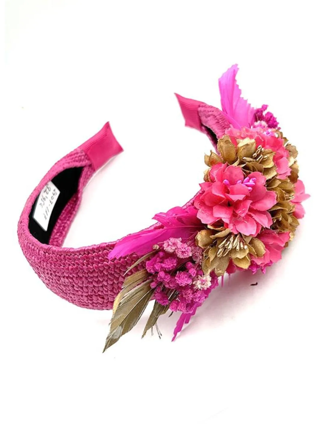 TOCADOS FUCSIAS DIADEMAS BONITAS CON FLOR Y PLUMAS PARA BODAS Y EVENTOS