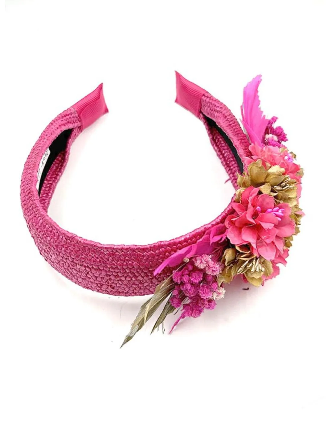 TOCADOS FUCSIAS DIADEMAS BONITAS CON FLOR Y PLUMAS PARA BODAS Y EVENTOS