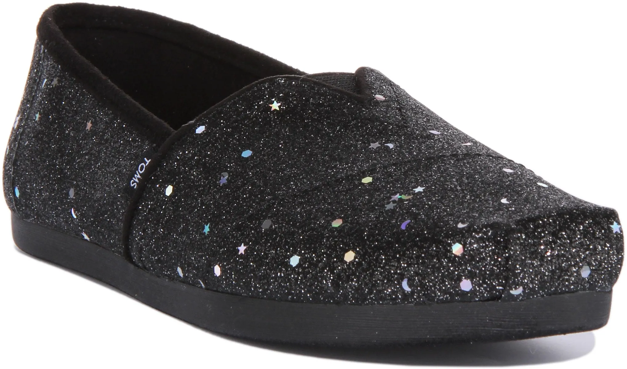 Toms Alpargata Zapatillas de deporte con estampado de purpurina cósmica para mujer en negro brillante