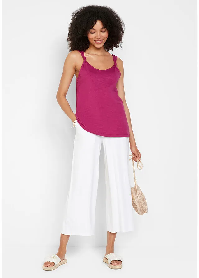 Top de algodón con detalle de nudo Violeta