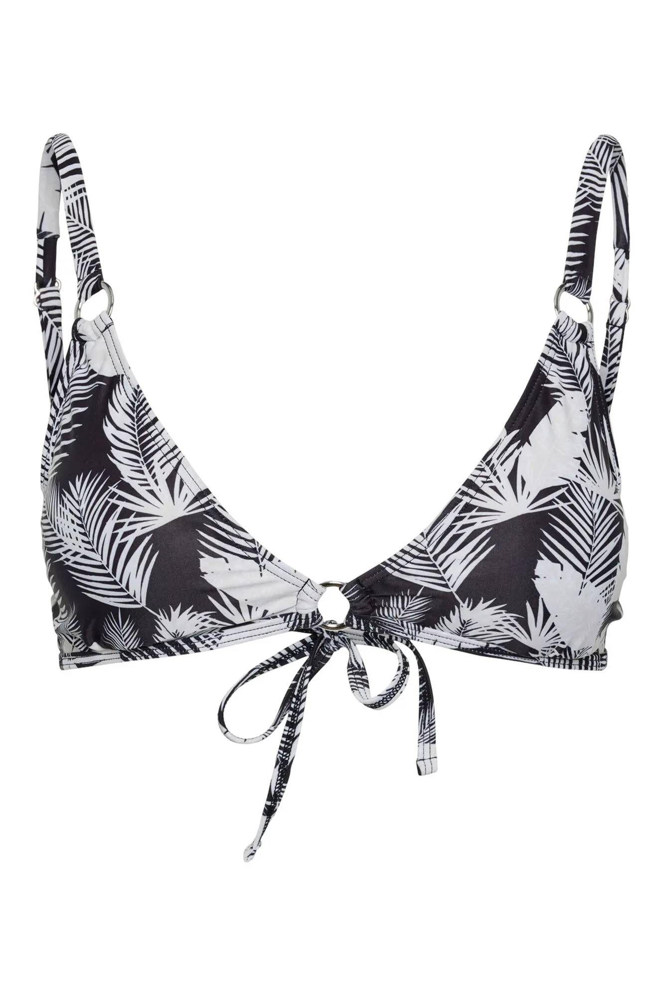 Top de bikini estampado con detalle aro en el escote