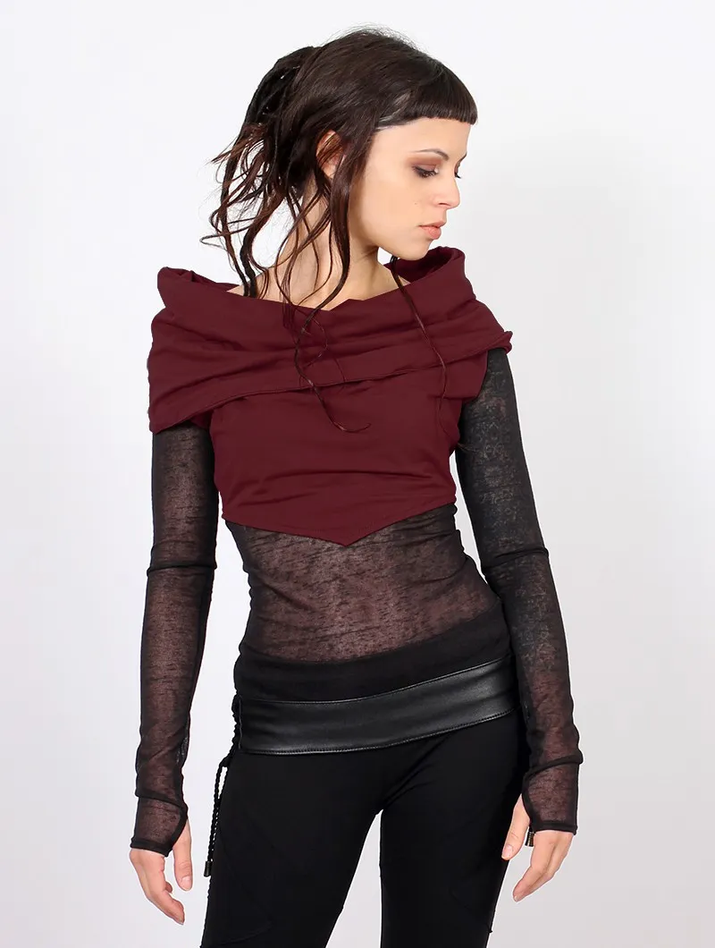 Top de manga larga con aplicaciones transparentes 