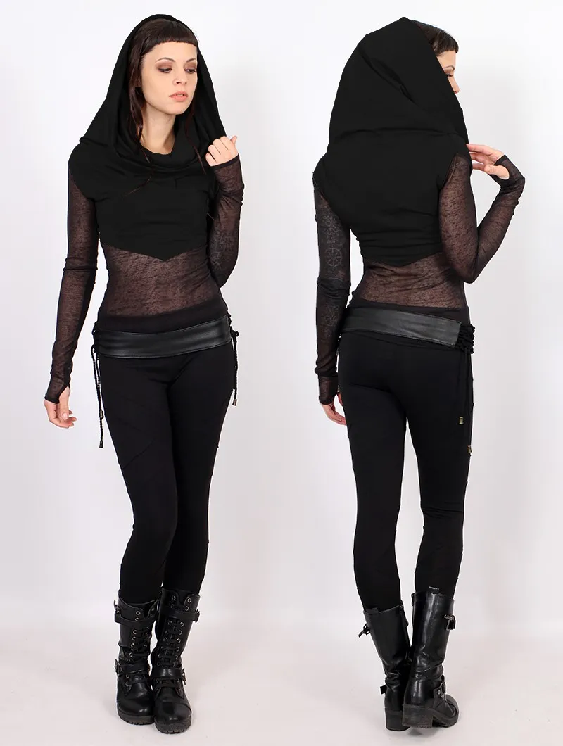 TOP DE MANGA LARGA CON APLICACIONES TRANSPARENTES 