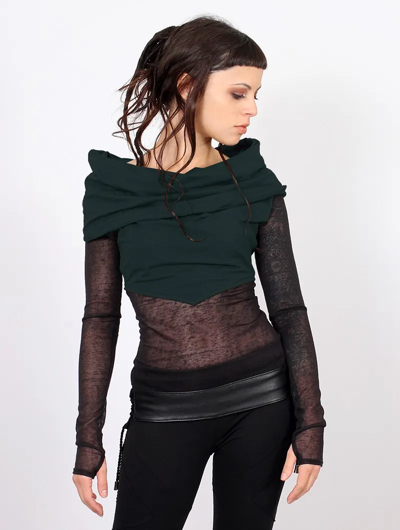 Top de manga larga con aplicaciones transparentes 