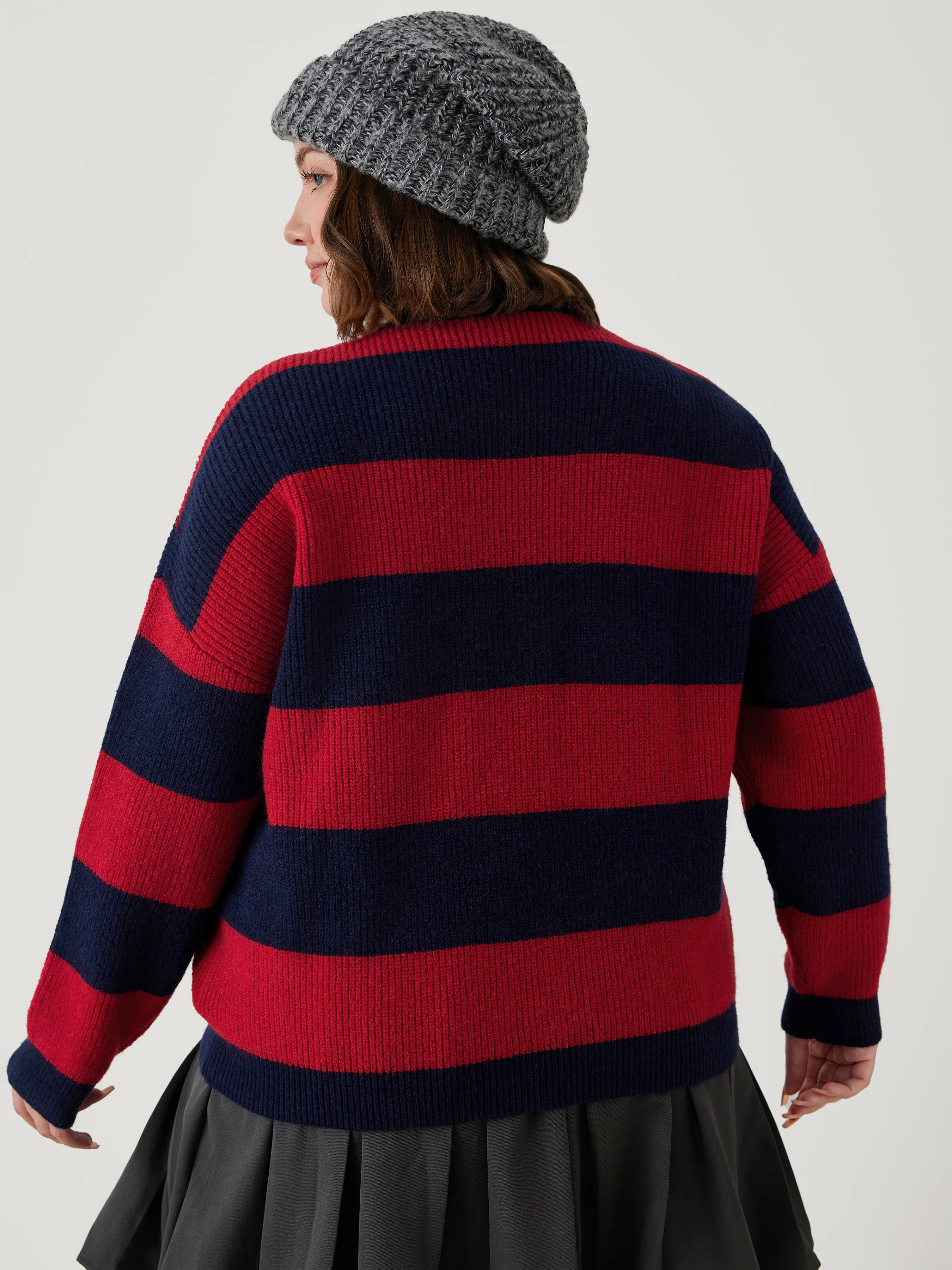  Top de Manga Larga de Punto con Letras y Escote Redondo Curvy