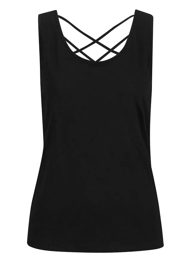 Top de punto con detalle en la espalda Negro
