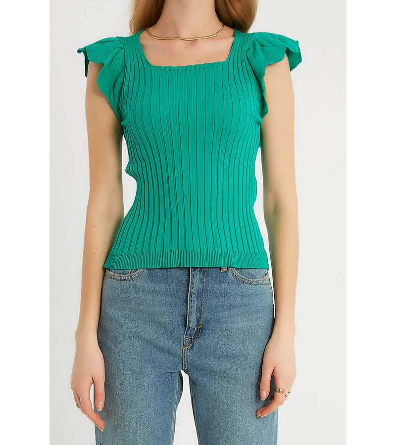 TOP ELáSTICO RIB MUJER  T93547  VERDE
