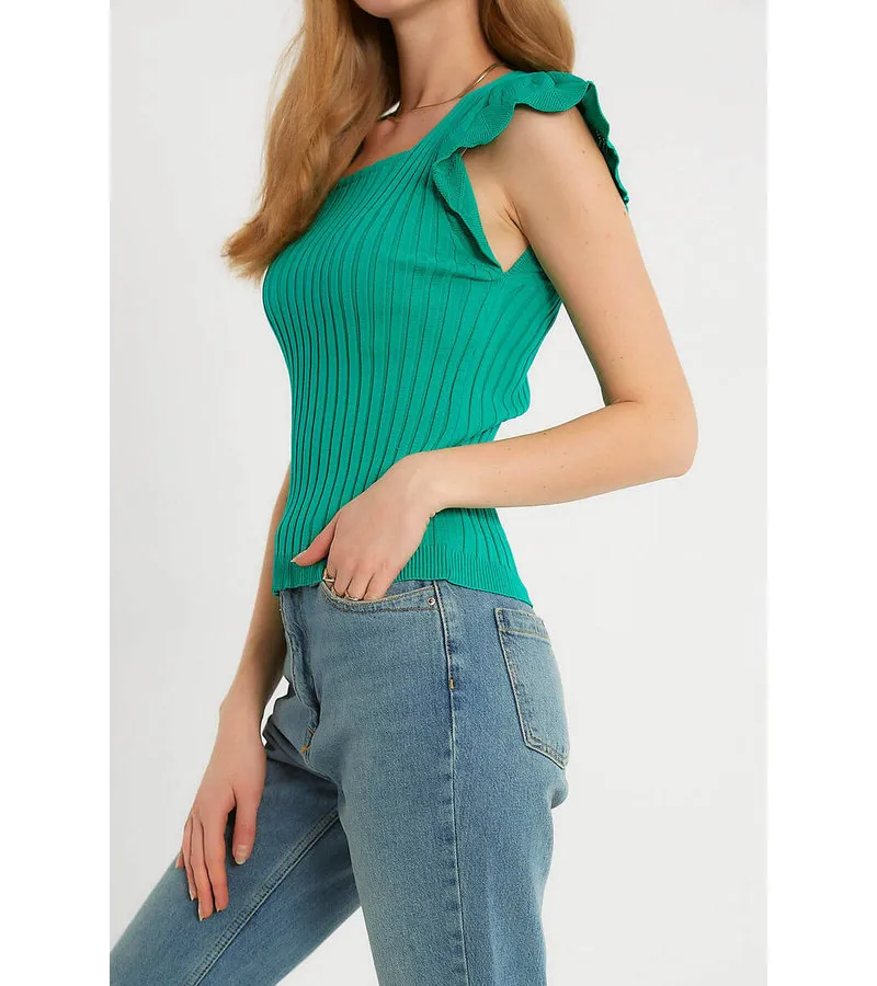 TOP ELáSTICO RIB MUJER  T93547  VERDE