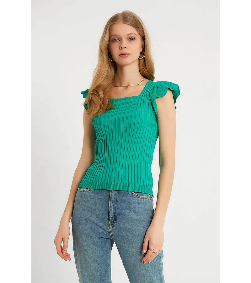 TOP ELáSTICO RIB MUJER  T93547  VERDE