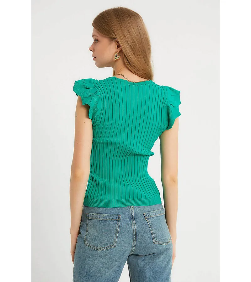 TOP ELáSTICO RIB MUJER  T93547  VERDE