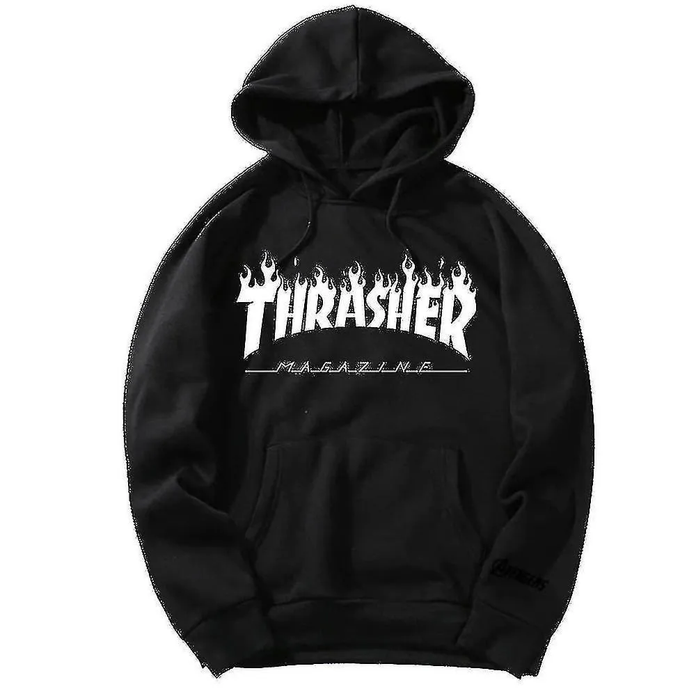 Unisex Thrasher Hoodie Carta Sudadera impresa Capucha de cuerda con bolsillo Z