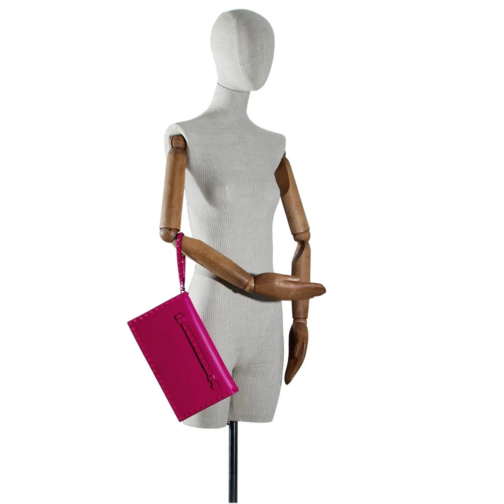 Valentino Clutch Rockstud Rosa