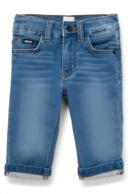 Vaqueros para niños en denim elástico con monogramas Double B