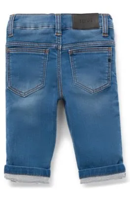 Vaqueros para niños en denim elástico con monogramas Double B