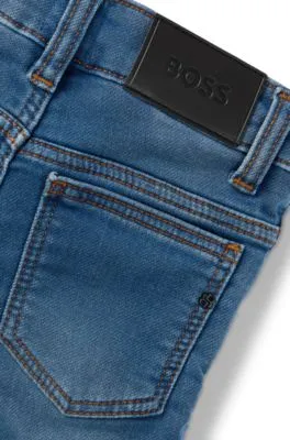 Vaqueros para niños en denim elástico con monogramas Double B