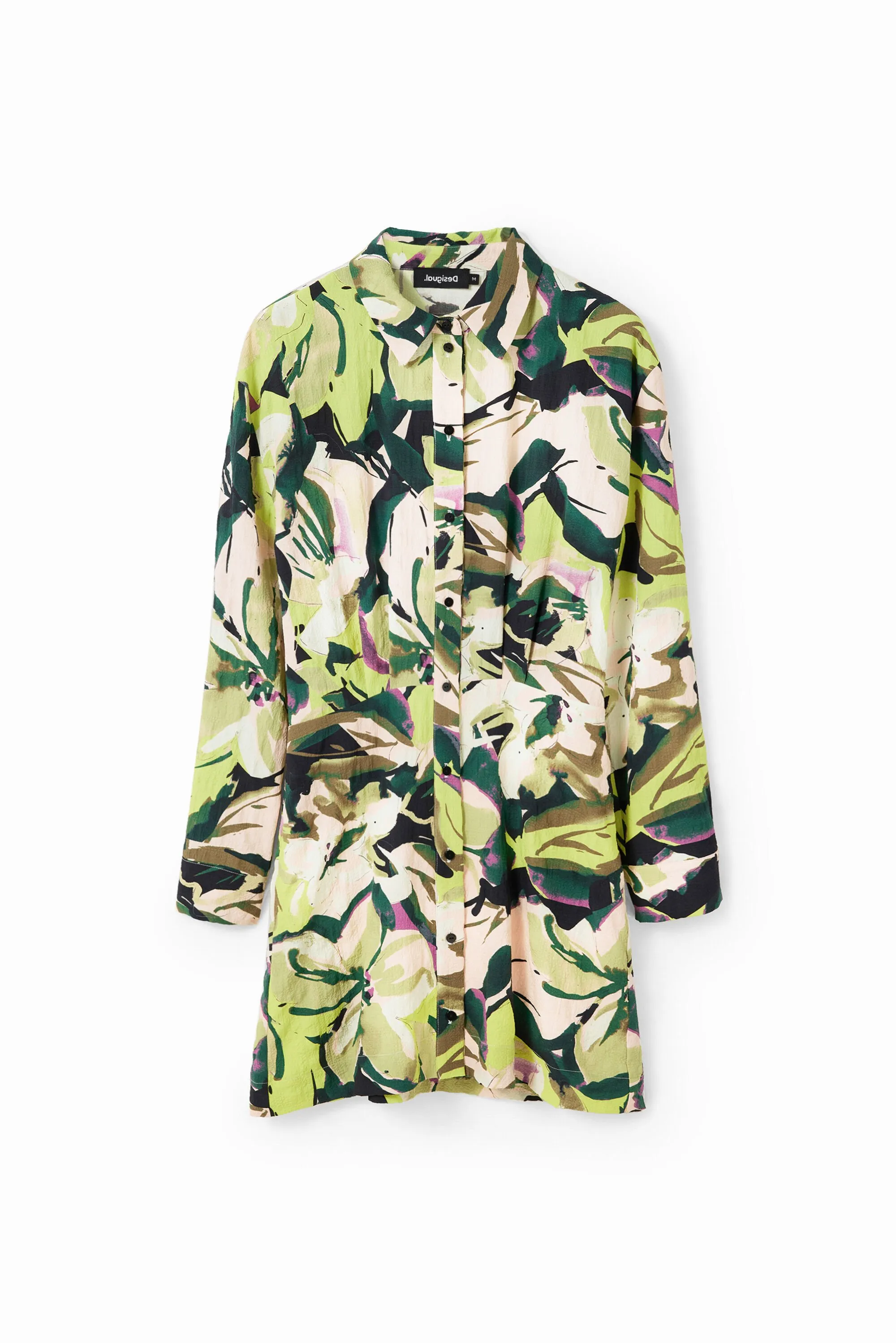 Vestido camisero corto flores