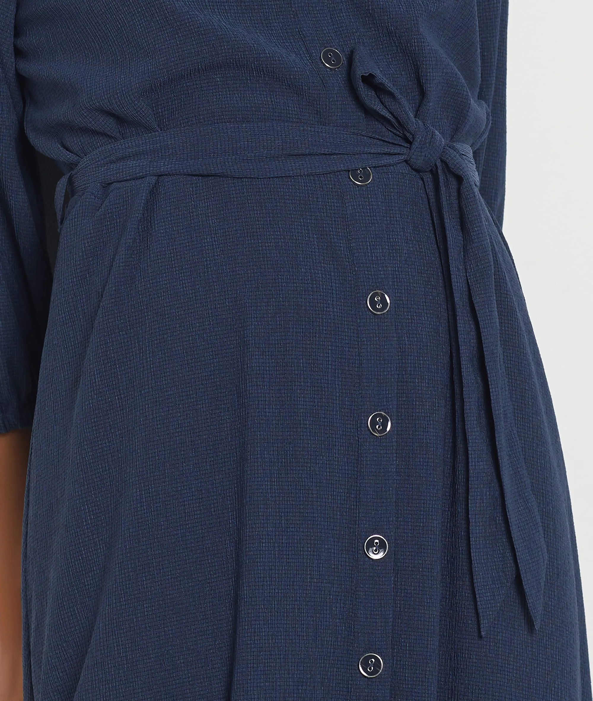 VESTIDO CIERRE BOTONES CON CINTURóN RINGO MARINE  ETAM