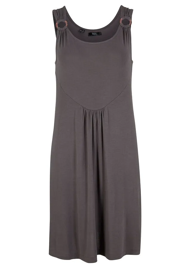 Vestido corto de punto con detalle en los tirantes pizarra