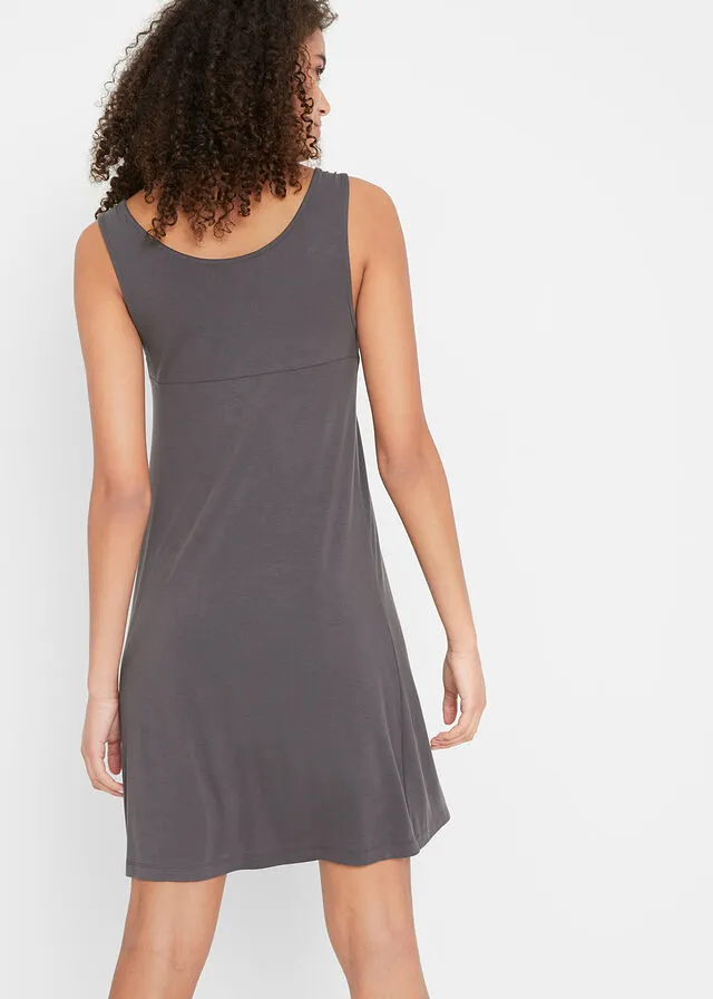 Vestido corto de punto con detalle en los tirantes pizarra