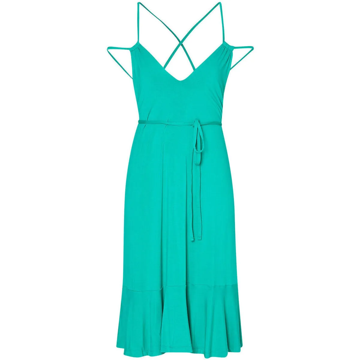 Vestido corto verde con detalle cruzado