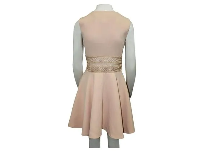 Vestido de cóctel rosa pastel con bordado en la cintura de Maje 