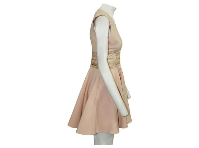 Vestido de cóctel rosa pastel con bordado en la cintura de Maje 
