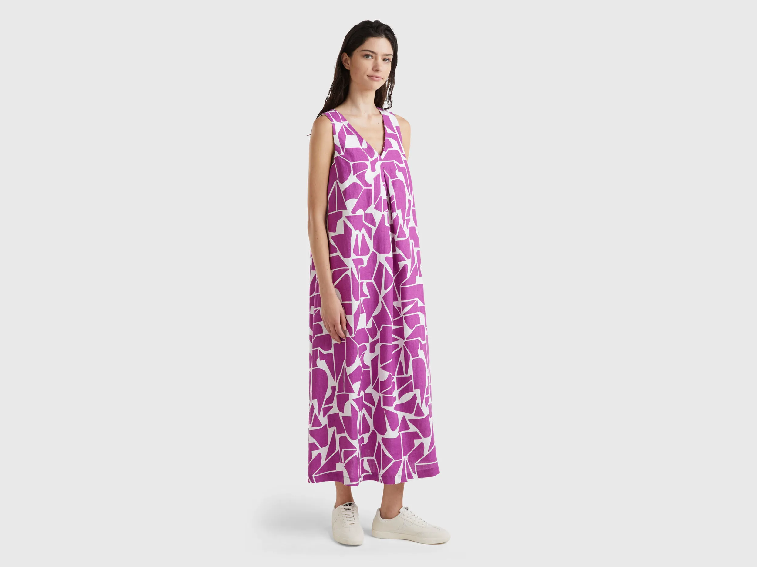 Vestido de lino estampado