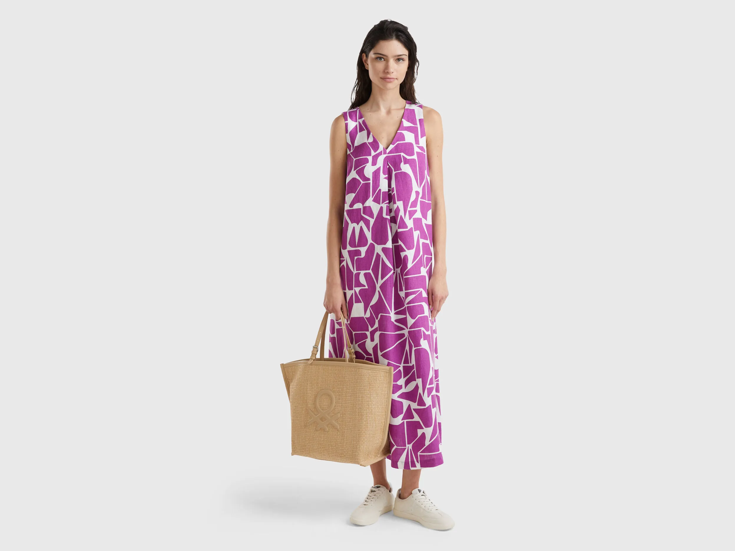 Vestido de lino estampado