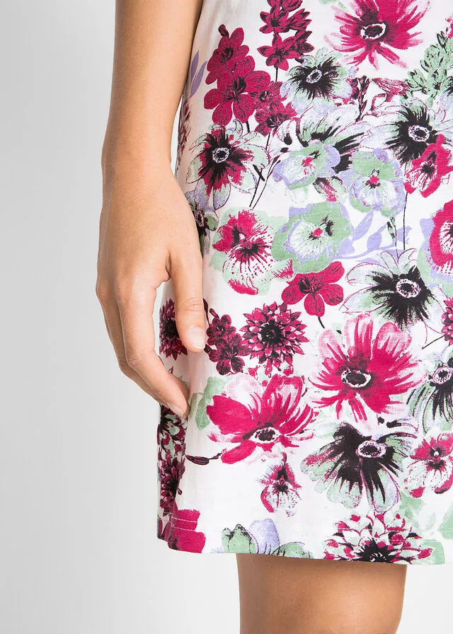 Vestido de punto (2 unidades) Blanco lana de flores + granate monocolor