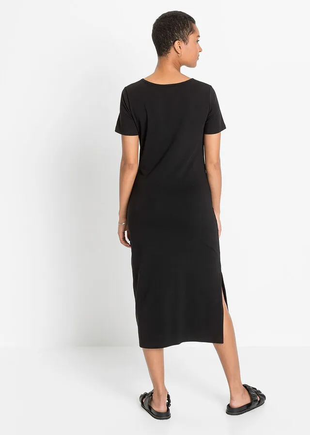 Vestido de punto con detalle de nudo Negro