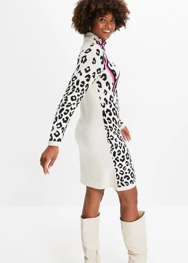 VESTIDO DE PUNTO ESTAMPADO DE LEOPARDO BLANCONEGRO