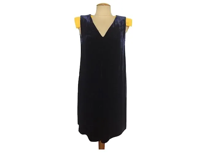 Vestido de terciopelo sin mangas de Max Mara Azul marino 