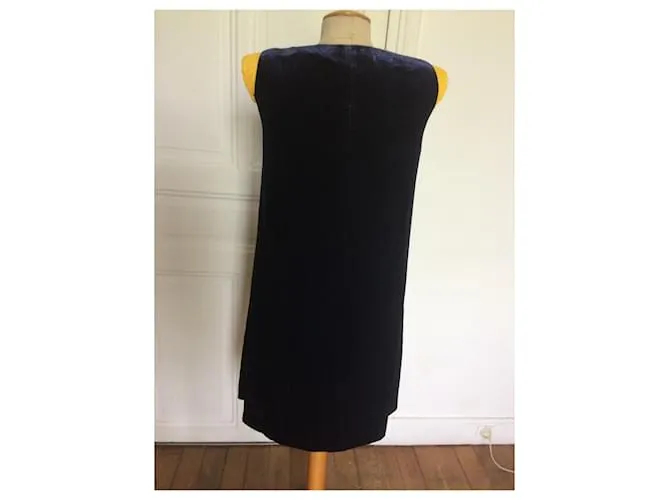 Vestido de terciopelo sin mangas de Max Mara Azul marino 