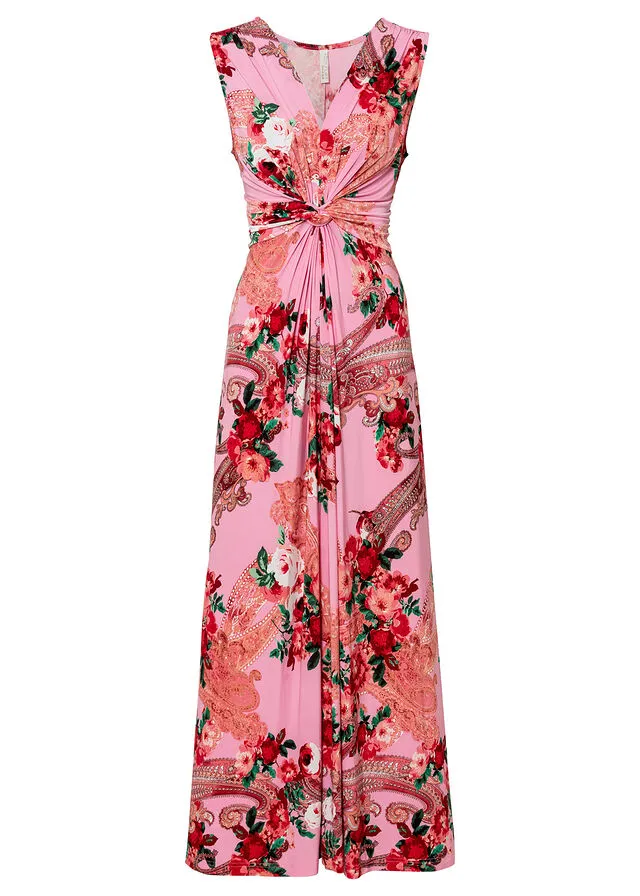 Vestido largo con detalle cruzado Rosa con estampado de flores