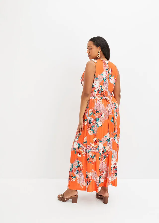 Vestido largo con detalle cruzado Rosa con estampado de flores