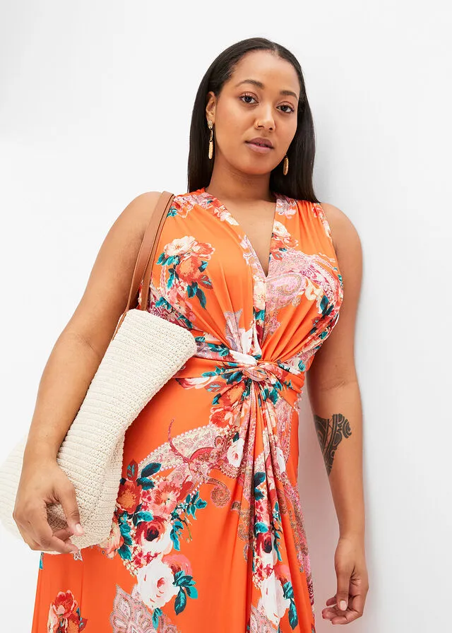 Vestido largo con detalle cruzado Rosa con estampado de flores