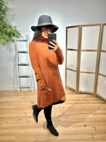 Vestido Punto Bolsillos HICKORY Marrón