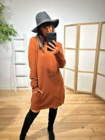 Vestido Punto Bolsillos HICKORY Marrón
