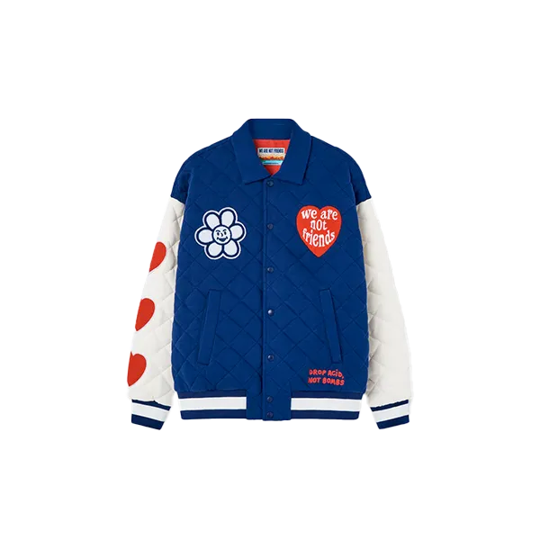 WE ARE NOT FRIENDS  DROP ACID VARSITY JACKET