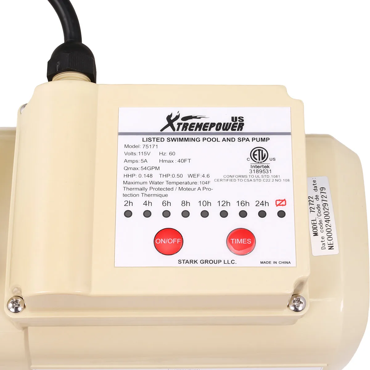 XTREMEPOWERUS 1/2HP HIGHFLO ABOVE GROUND POOL SWIMMING 3240GPH SPA PUMP TIMER